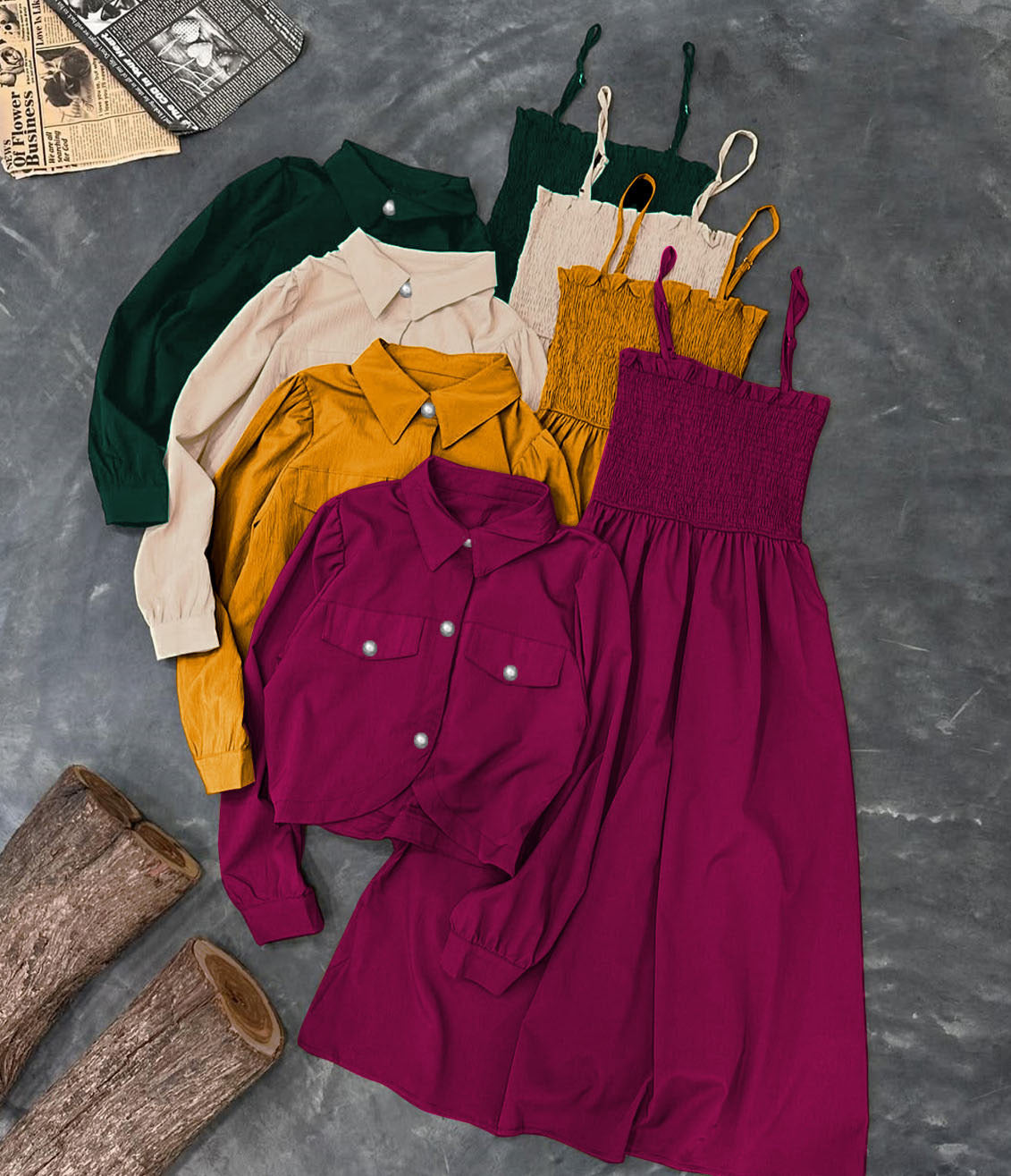 COAT WITH GAZZER ROMPER 2PCS