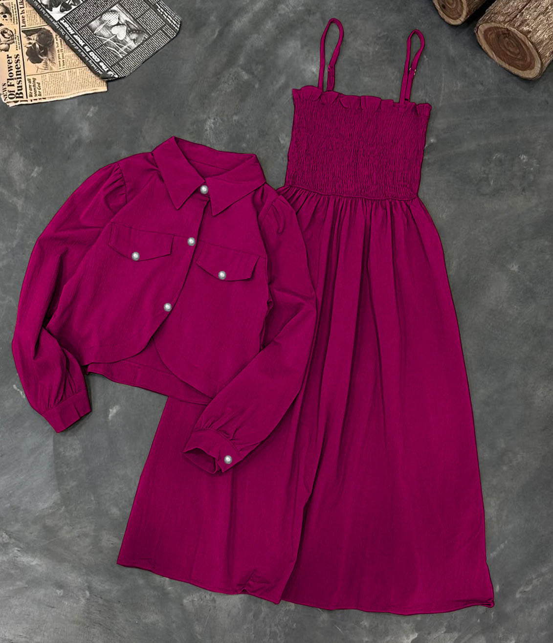 COAT WITH GAZZER ROMPER 2PCS
