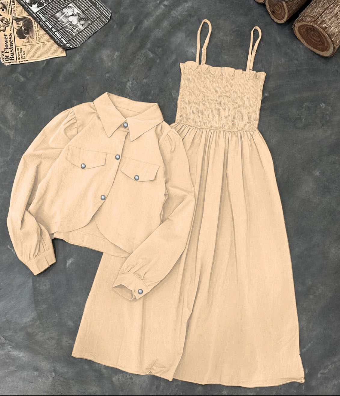 COAT WITH GAZZER ROMPER 2PCS