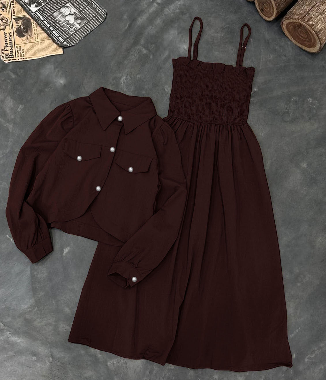 COAT WITH GAZZER ROMPER 2PCS