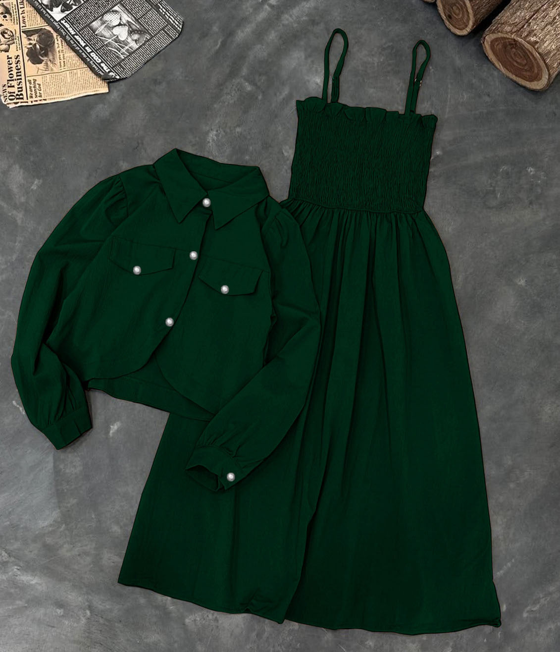 COAT WITH GAZZER ROMPER 2PCS