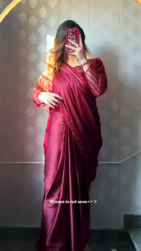 SEQUENCE EMBROIDERY SILK SAREE