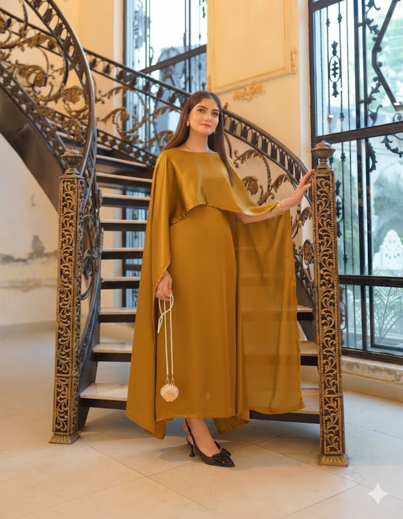 CAP SHAWL WITH LONG BODY FITTED MAXI 2PCS