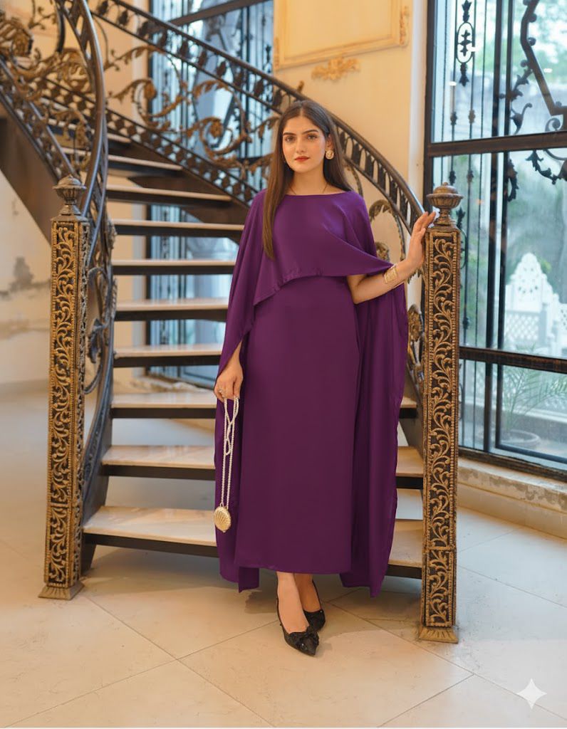 CAP SHAWL WITH LONG BODY FITTED MAXI 2PCS